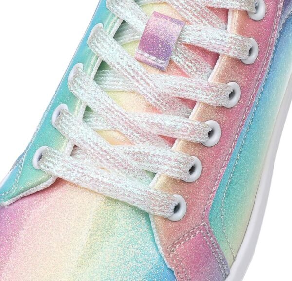 laces and material of colorful skate sneakers