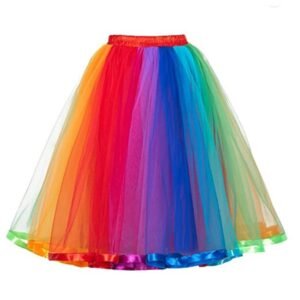 front view of colorful tutu skirt on the white background