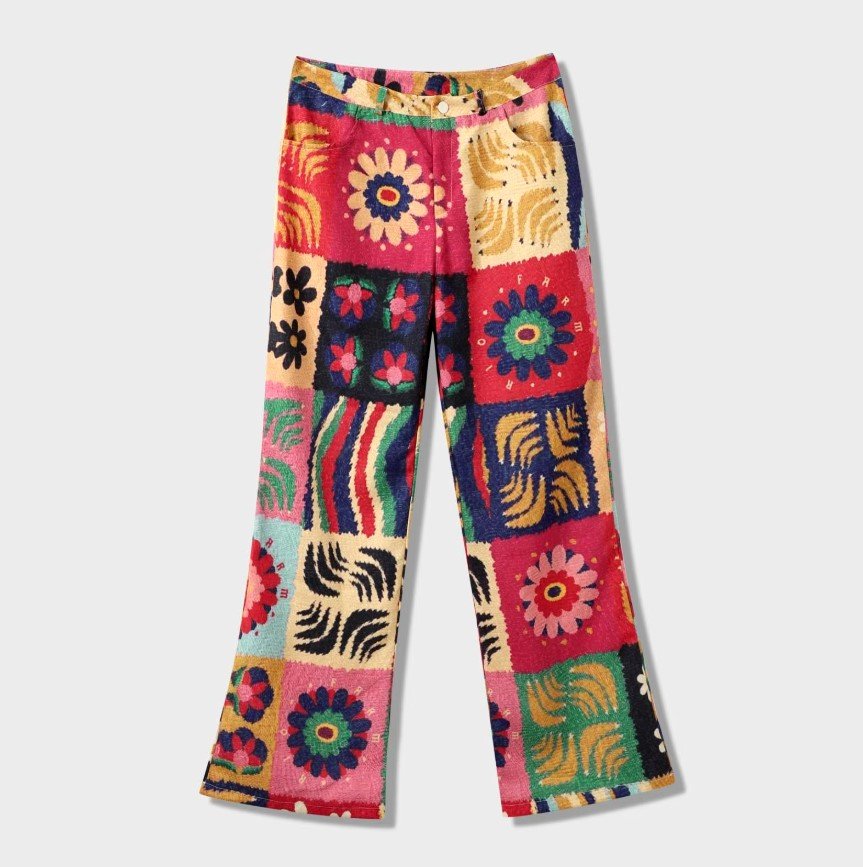 colorful vintage pants on the white background