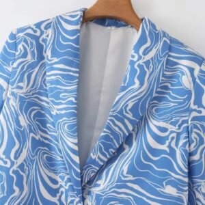 collar of colorful zebra blazer