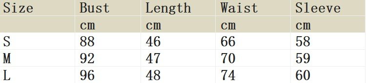 size chart of elegant colorful blazer