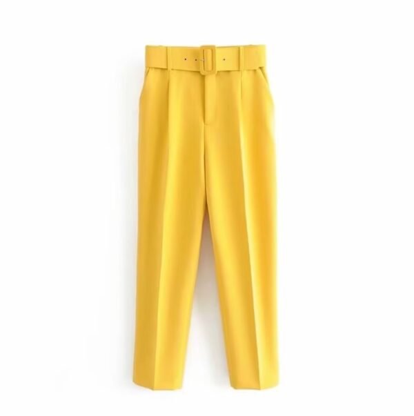 front view of yellow elegant colorful pants on the white background