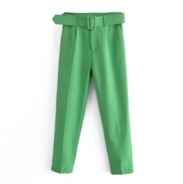 front view of green elegant colorful pants on the white background