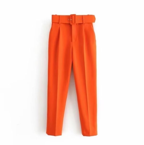 front view of orange elegant colorful pants on the white background