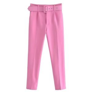 front view of pink elegant colorful pants on the white background