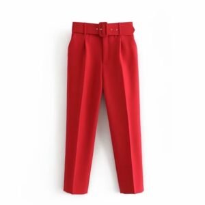 front view of red elegant colorful pants on the white background