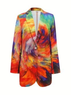 front view of multicolored blazer on the white background