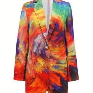 front view of multicolored blazer on the white background