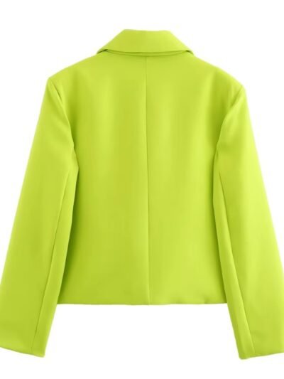 back view of neon yellow blazer on the white background