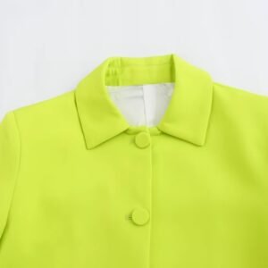 collar of neon yellow blazer