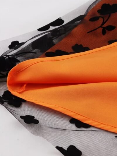 inner and outer material of orange elegant colorful skirt