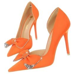 orange heels on the white background