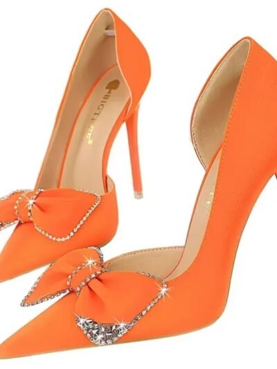 orange heels on the white background