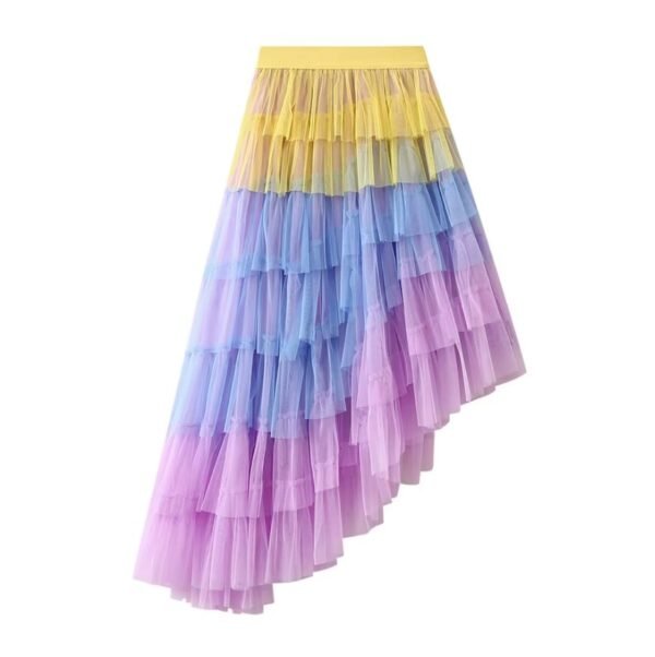 back view of pastel colorful skirt on the white background