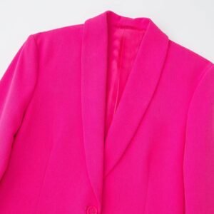 upper part and collar of pink blazer with feathers