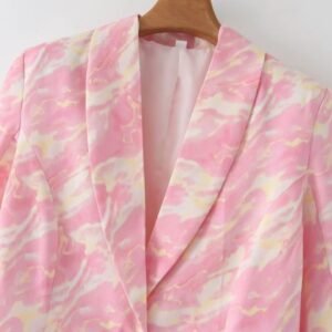 collar of pink colorful blazer on a hanger