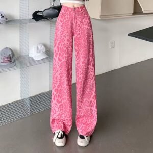 woman wearing pink leopard print pants