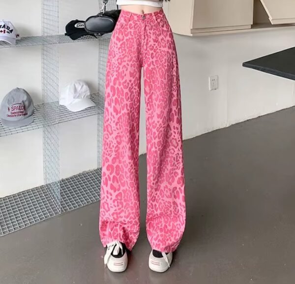 woman wearing pink leopard print pants