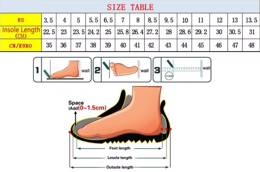 size chart of purple sneakers for women