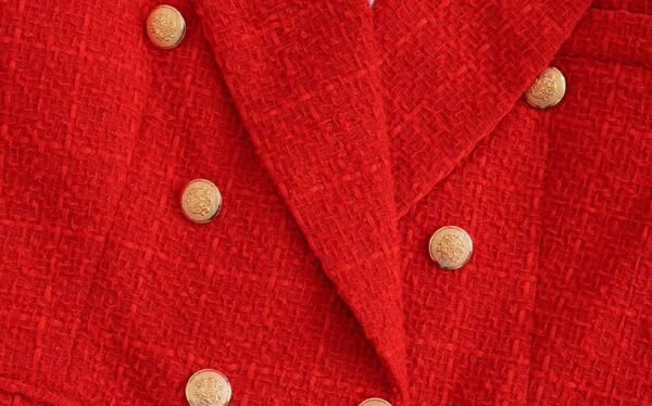 buttons of red blazer