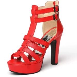 red high heel sandals on the white background