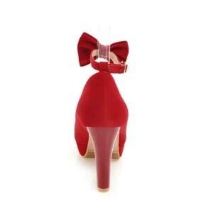 back view of red pumps on the white background