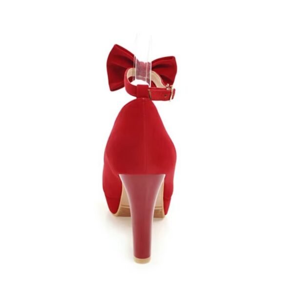 back view of red pumps on the white background