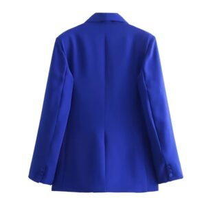 back view of royal blue color blazer on the white background