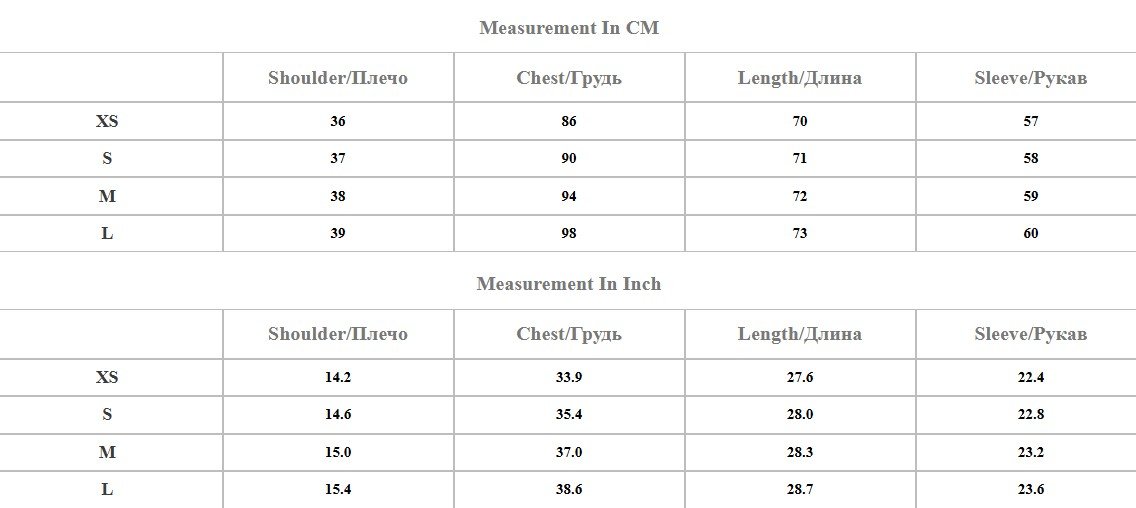 size chart of spring colorful blazer in inches and centimeters