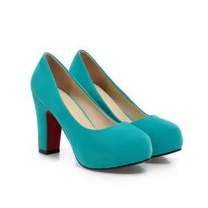 turquoise heels on the white background