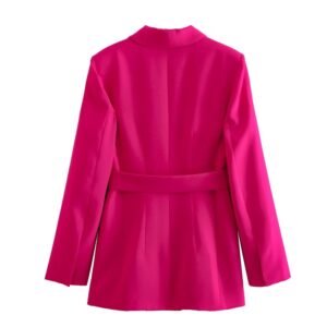 back view of pink women's colorful blazer on the white background