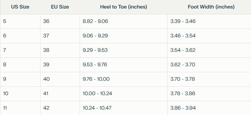 size chart of Bohemian colorful boots