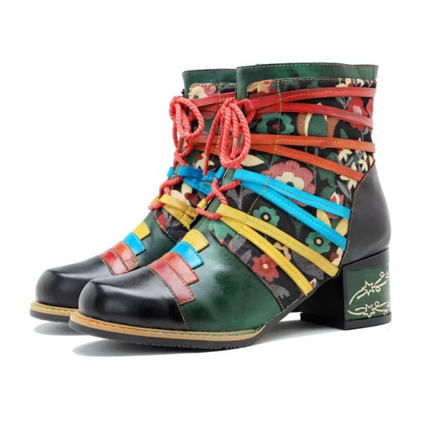 Bohemian colorful boots on the white background