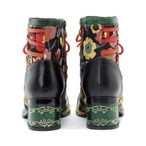 back view of Bohemian colorful boots on the white backgorund