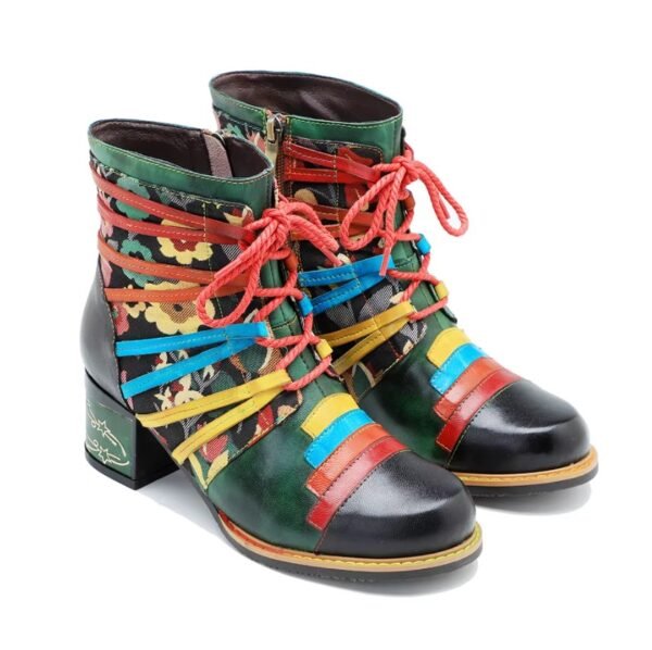 side view of Bohemian colorful boots on the white background