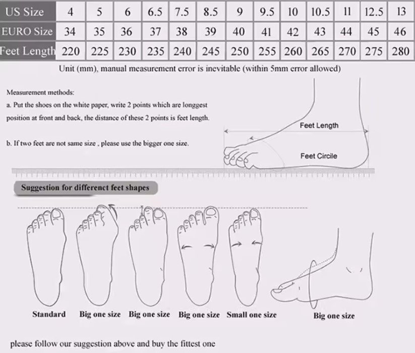 size chart and measuring tips for colorful Chelsea boots