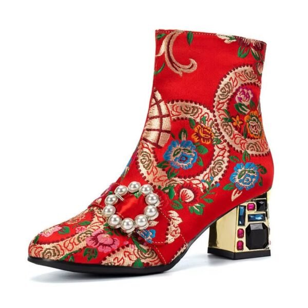 colorful embroidery boots on the white background