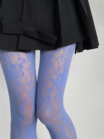 material of colorful lace tights zoomed in