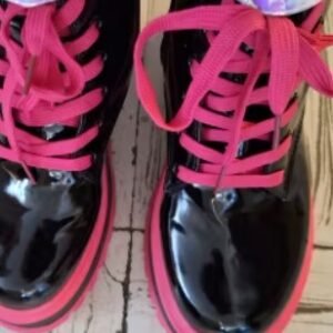 pink laces of colorful punk boots