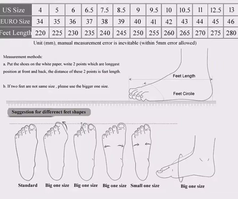 size chart and measuring tips for colorful winter boots