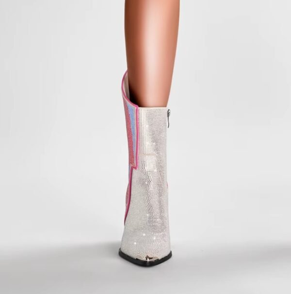 front view of colorful women's boots on a foot