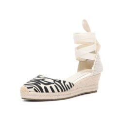 side view of colorful zebra wedges on the white background