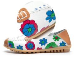 material of floral colorful loafers