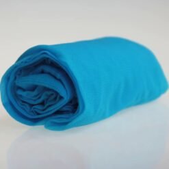 blue tights folded on the grey background