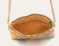opened chic colorful bag with golden inner material