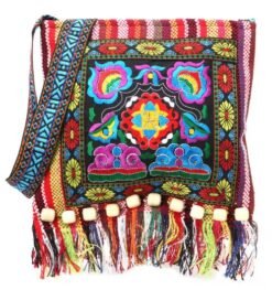 colorful boho bag on the white background
