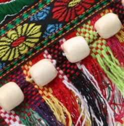 wooden decorations of colorful boho bag