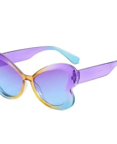purple variation of colorful butterfly sunglasses on the white background