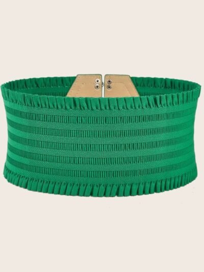 back view of colorful elastic belt on the beige background