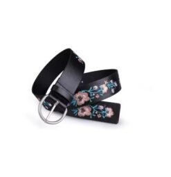 folded colorful embroidery belt on the white background